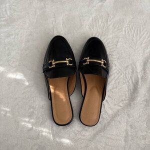 Black Loafers with Gold Accent